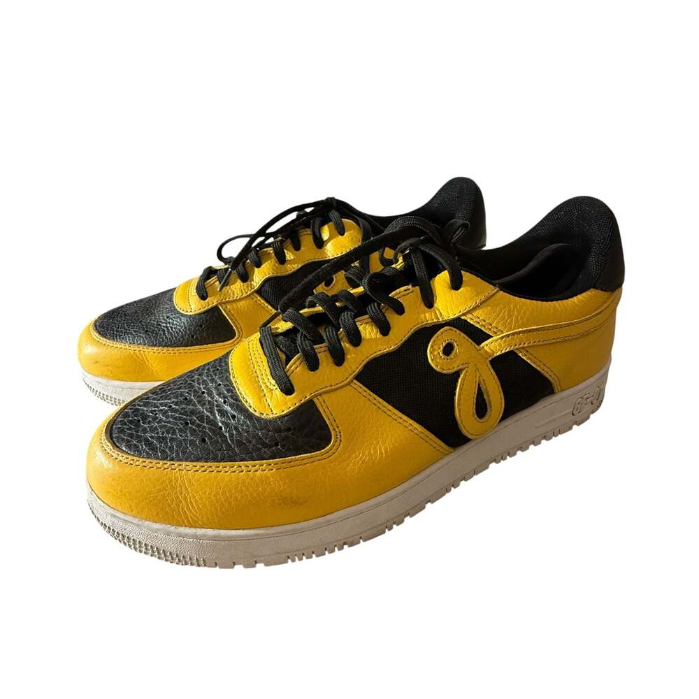 John Geiger GF-01 Black and Yellow Low-Top Sneakers